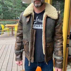 RRL Shearling Bomber Leather Jacket Size Medium